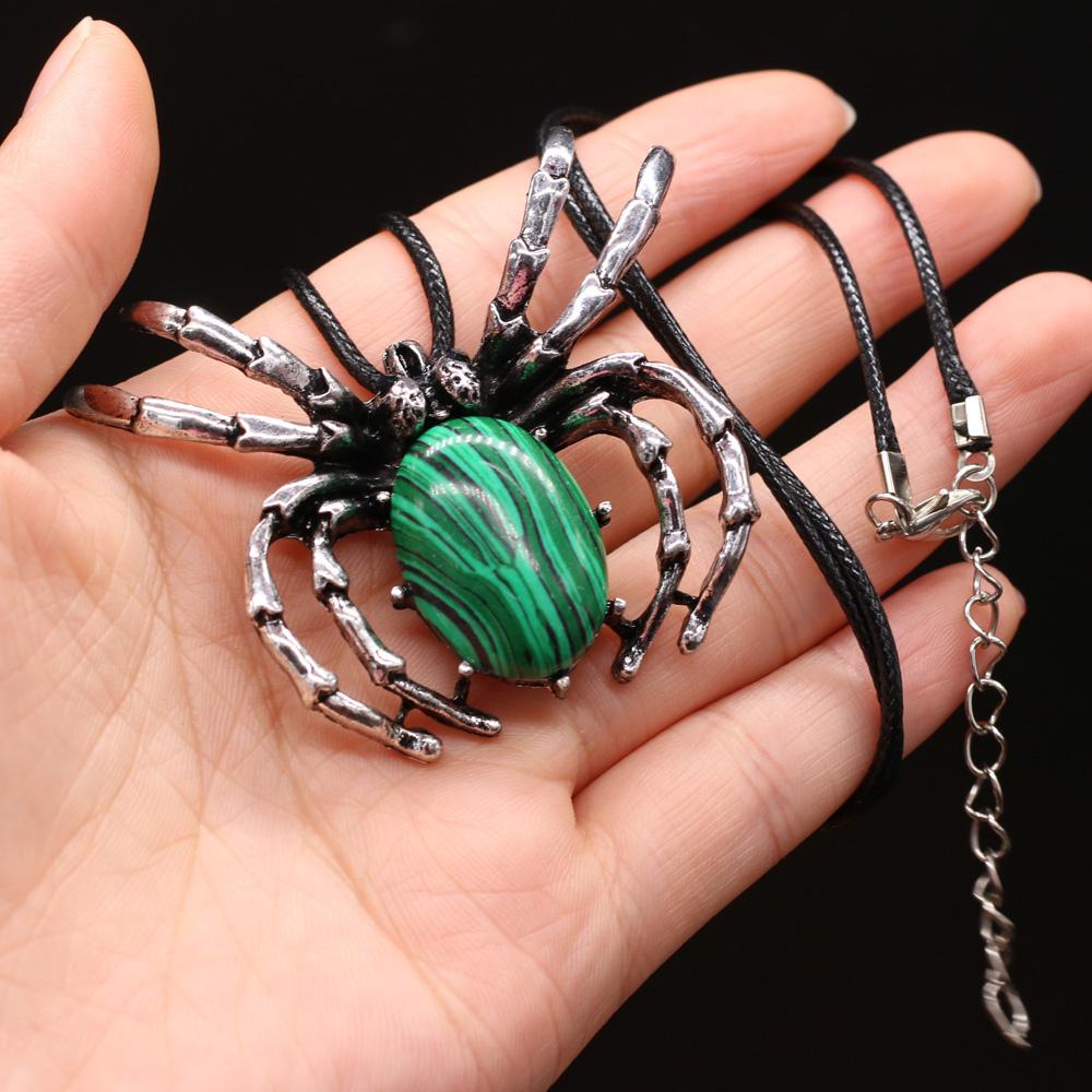 Natural Shell Alloy Necklace Spider-Shaped Brooch Pendant Charms For Elegant Women Love Romantic Gift