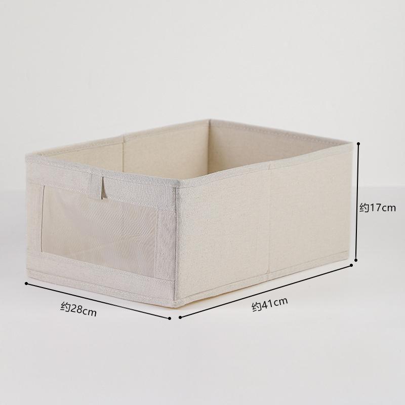Collapsible Stackable Storage Bins Off White Fabric Closet Boxes With Window Storage Cube Baskets Container Organizers JAF234