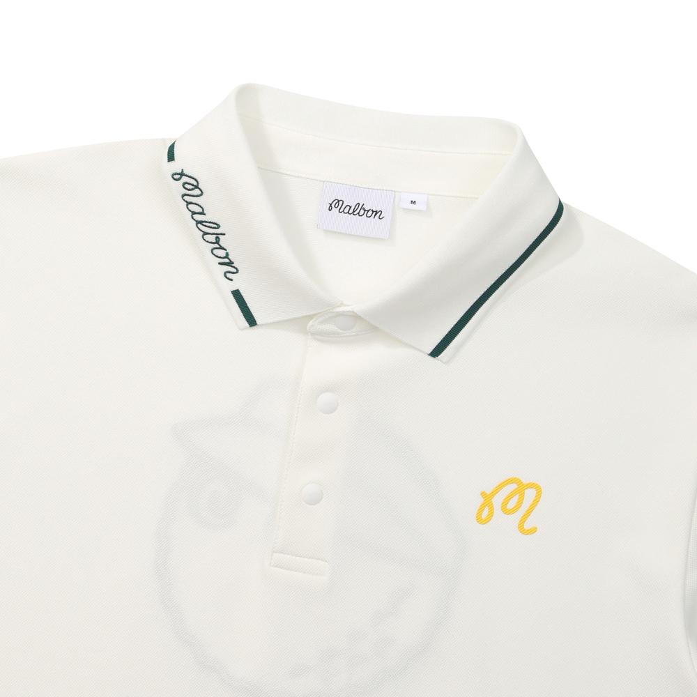 MALBON GOLF Back Bucket Rib Collar Polo Shirt Off White (Man)
