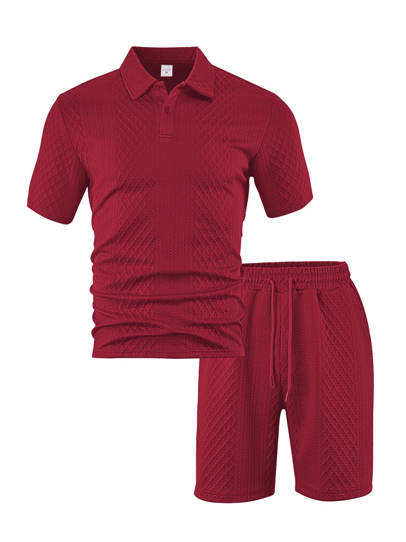 European-American Men s Jacquard Polo Shirt - Summer Plaid Short Sleeve Casual Sport