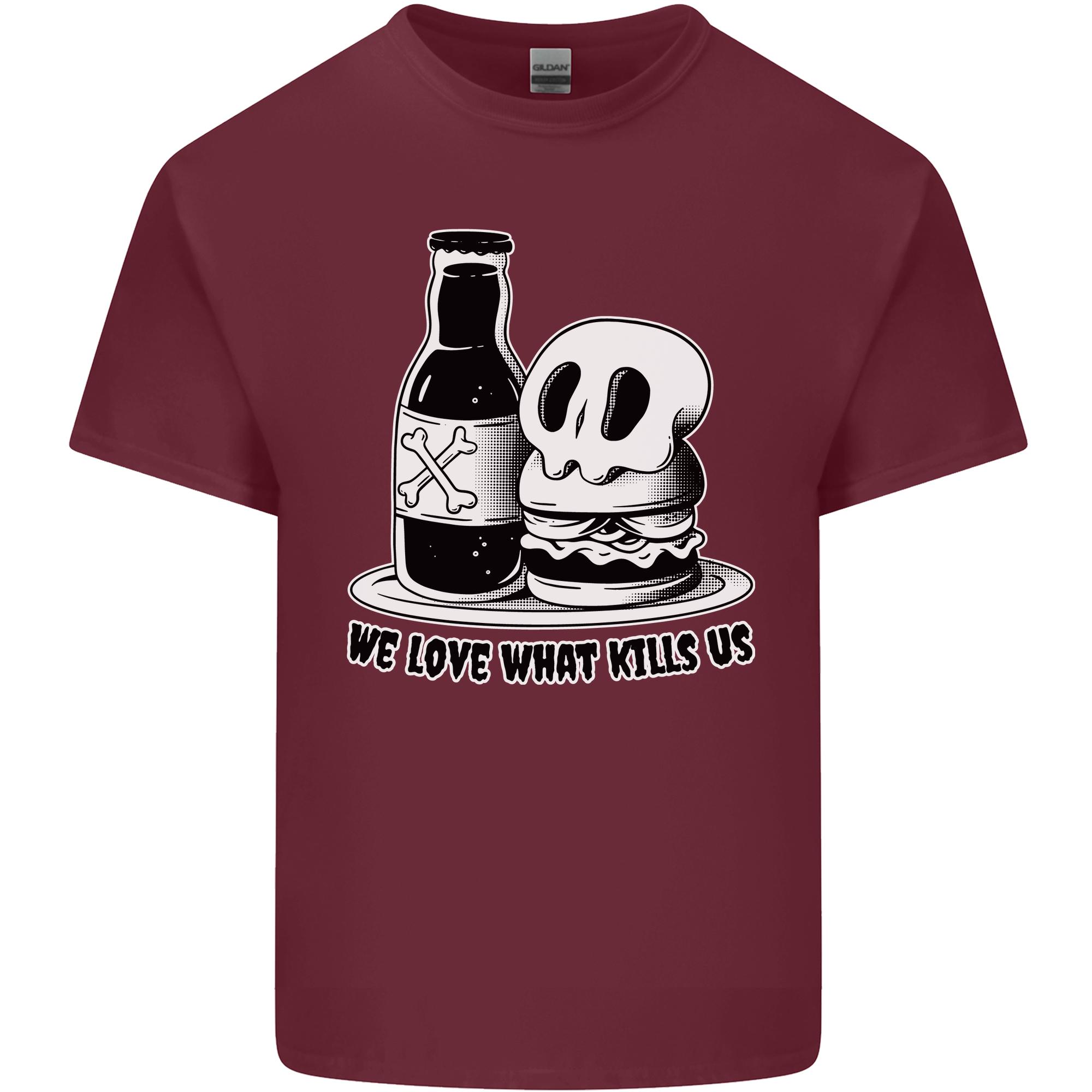 What We Love Kills Us Burger Food Skull Unisexs Light Cotton TShirt S
