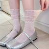 Ballet-style Double-layer Wooden Ear Cuff Children's Summer Lightweight Mesh Breathable Solid-color Pile-up Socks
