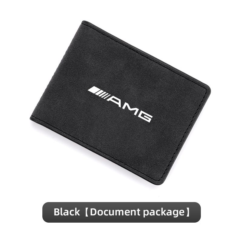 Car Suede Driver License Holder ID Card Bag Tire Valve Cap For Mercedes Benz AMG W204 W205 W203 W211 W212 W213 W201 W210 W124