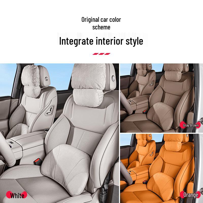 Ideal i6i8 Car Neck & Lumbar Support Pillow Set for Headrest and Interior Decoration