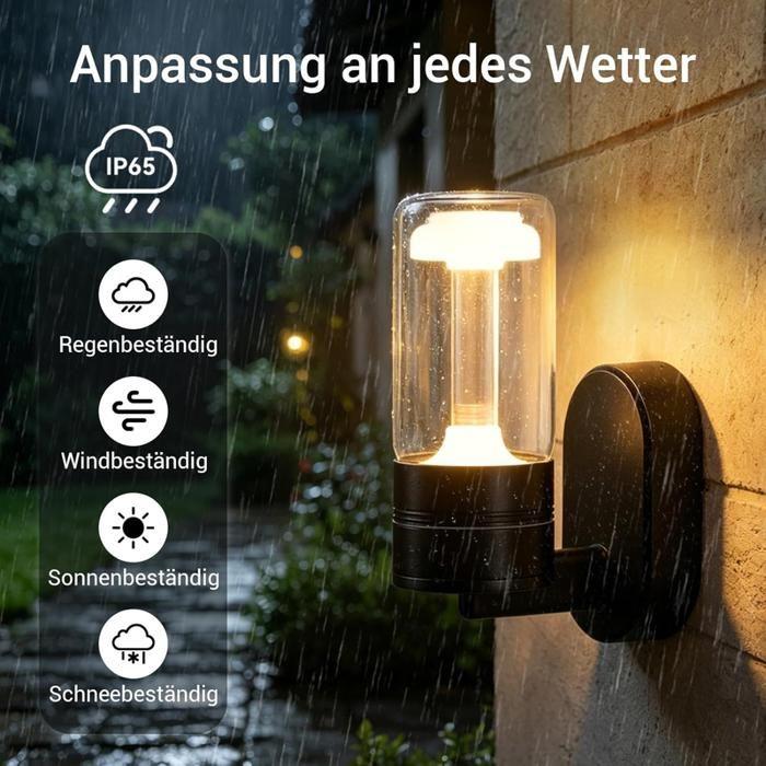 Applique murale d'extérieur LED NETTLIFE - Noire, étanche IP65, 10 W, blanc chaud 3000 K, adaptée aux murs extérieurs, modèle 1