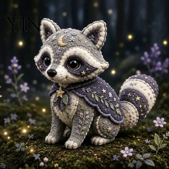 Decorative Floral Felt Craft Forest Guardians Patchwork DIY Kit, Woodland Animal Sewing Pre-cut Creative Hobby Embroidery Supplies Fabric Kit
