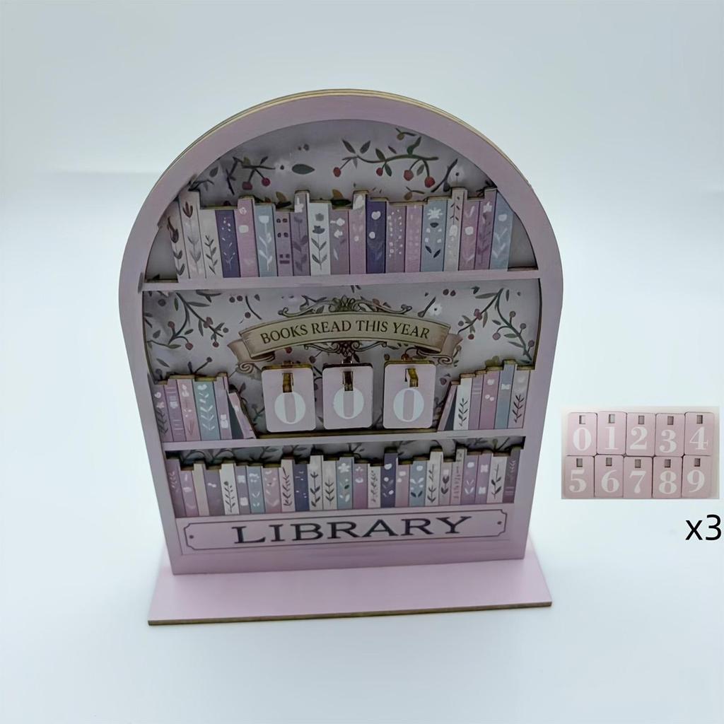 Vintage Wooden Book Counter Tracker Book Count Sign Reading Accessories for Home Office Classroom Bookstore Desktop Ornament