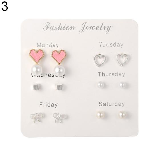 6 Paar Ohrstecker für Damen, Schneeflocke, Herz, Stern, Blatt, künstlicher Edelstein, Schmuck, Geschenk