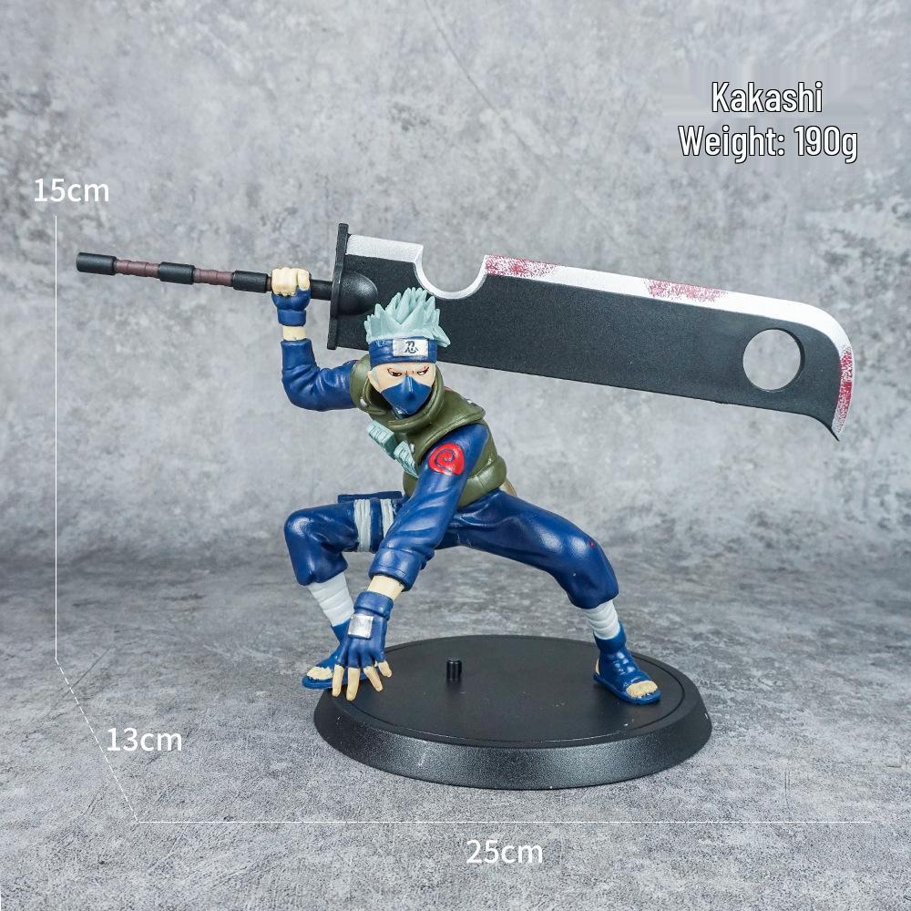 Anime Action Figure Display: Sasuke, Sakura, Itachi, Kakashi, Minato with Greatsword.