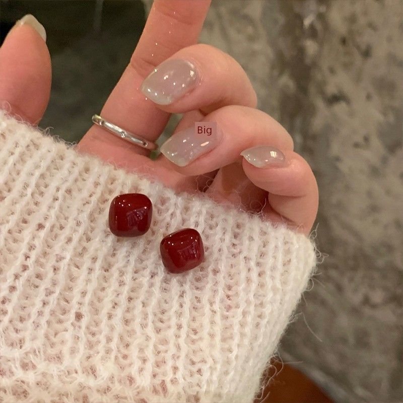 

Ankela Red Square Stud Earrings 2025 New Arrival Earrings 999 Sterling Silver Fancy Festive Elegant Geometric Earrings Ancola Red 925 Sterling Silver 11mm small size