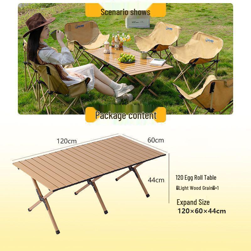 Tragbares faltbares Campingtisch- und Mondstuhlsset mit aufrollbarem Tisch