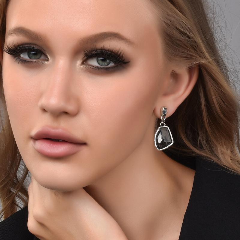 1/2 PCS Minimalist Sparkling Black Rhinestone Drop Earrings - Exquisite Geometric Pendant Jewelry Gift for Women