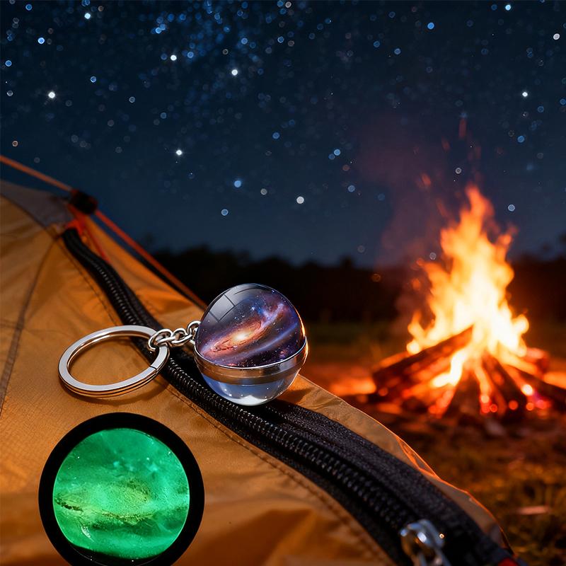 1PC Round Luminous Pendant with Ring Graduation Gift Planetary Earth Keychain Car Glow-in-the-Dark Durable Dual-Sided Cute