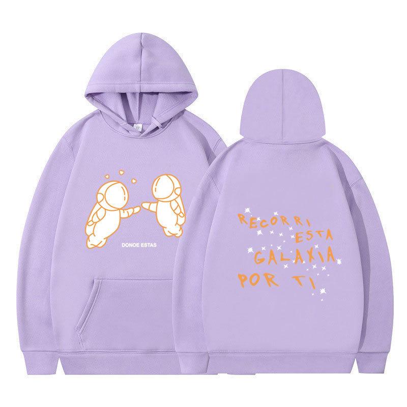 Außenhandel neue Mode Druck Doppel-Astronaut Kapuzenpullover Lockerer Pullover Freizeit Herren und Damen Freizeit Sportpullover