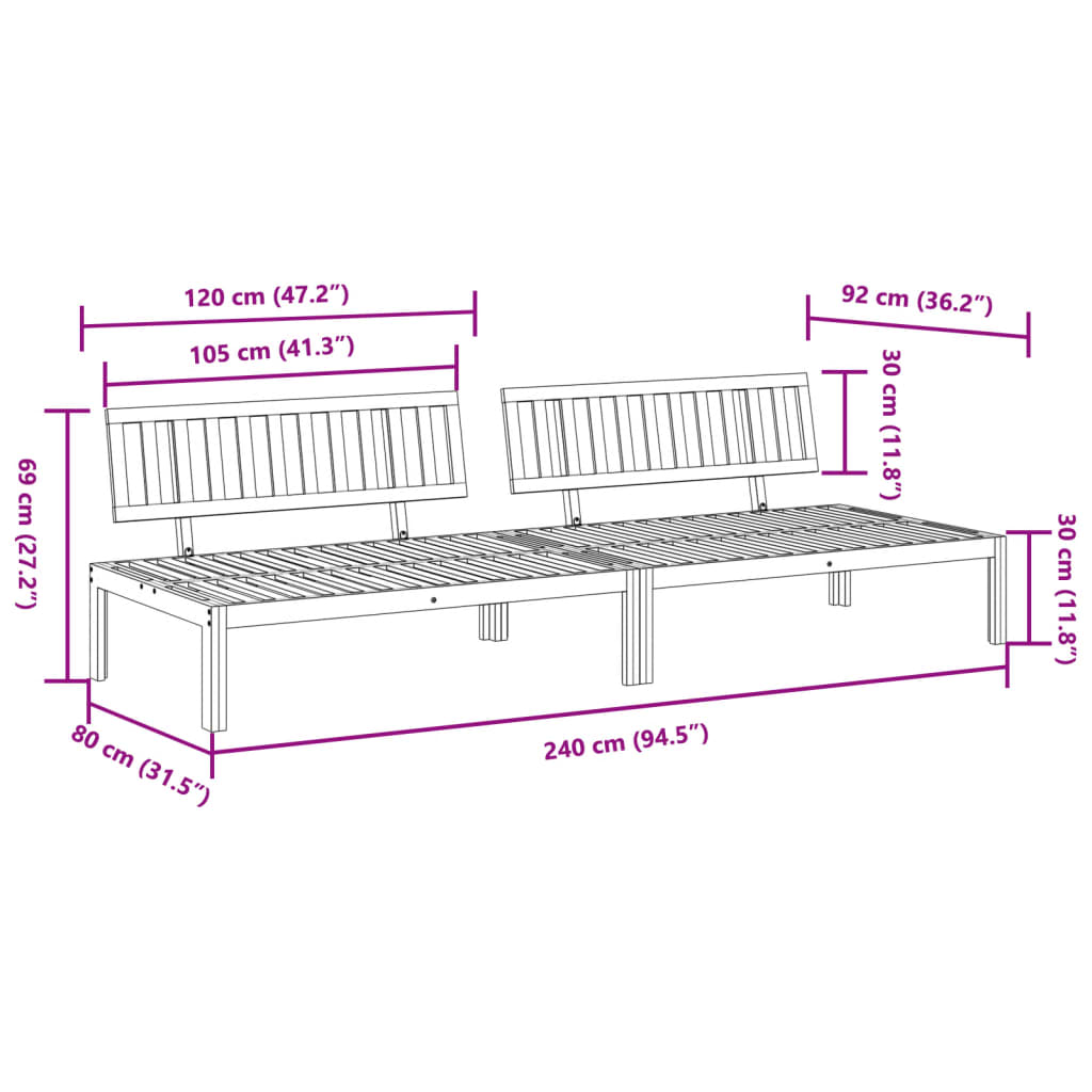 Garden Center Sofas Made from Pallets 2 Pcs Solid Acacia Wood