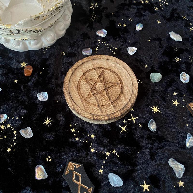Witch Altar Tray Astrology Plate Ritual Dish Decor Pentacle Candle Holder Pentagram Wooden Tray With Pentagram Home Decor