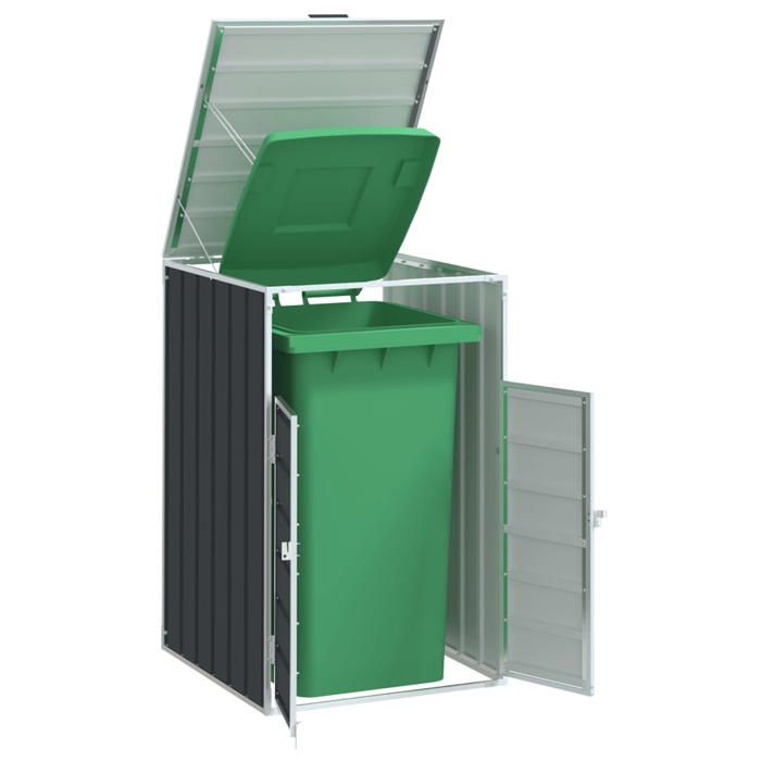 VidaXL Rangement à roulettes pour poubelles pour bac unique acier, rangement de poubelles, rangement de poubelles de jardin, 4006173