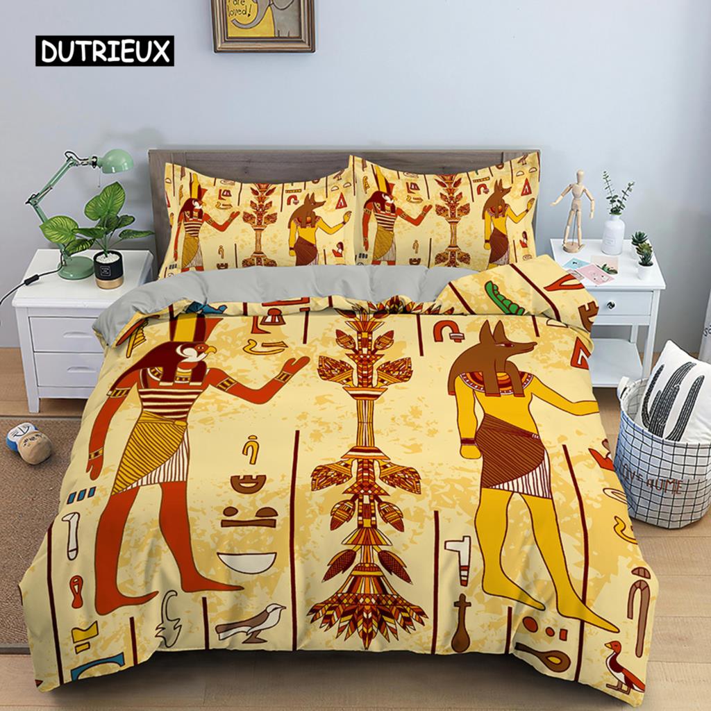

Пододеяльник Египетский комплект постельного белья Древний Египет Цивилизация Пододеяльник Персонаж Этническая Племенная Тема Винтаж Египет Цивилизация US King(264x228cm)
