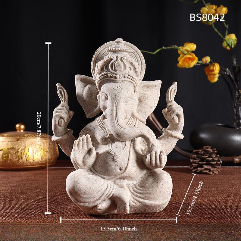 Gold Lord Ganesha Buddha Statue Elephant God Sculptures Ganesh Figurines Indian Religious Crafts Hindu Home Office Desktop Decor