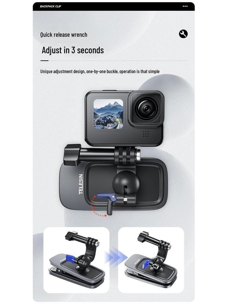 Gopro13 Magnetic Backpack Mount for 360 x4/x3/Acepro/DJI Action 5/4