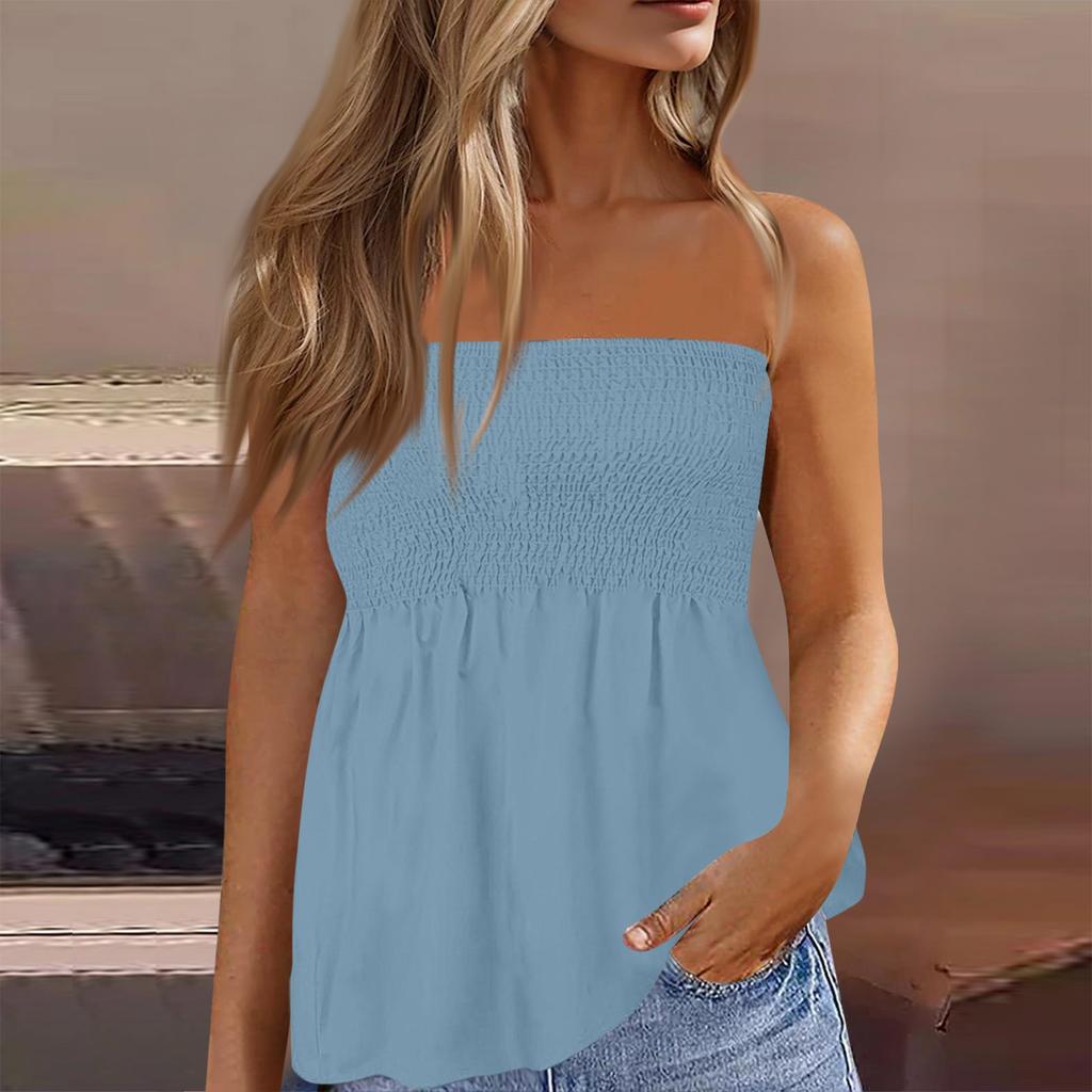 Tube-Tops für Damen, süßes, sexy, schulterfreies, ärmelloses T-Shirt mit Aufdruck