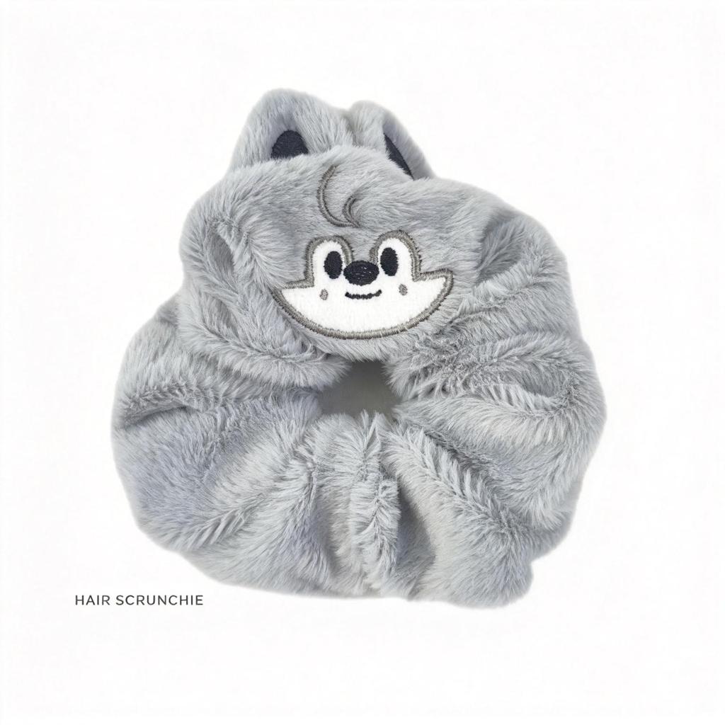 Cute Cartoon Animal Plush Hair Scrunchie, Large Fluffy Hair Tie Elastic Ponytail Holder for Women Girls