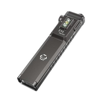 RovyVon E90 EDC Wiederaufladbare Flache Taschenlampe 3500 Lumen mit Zusätzlichem Weißem und Rotes Seitenlicht Abnehmbar Bidirektionaler Deep Carry Taschenclip IP68