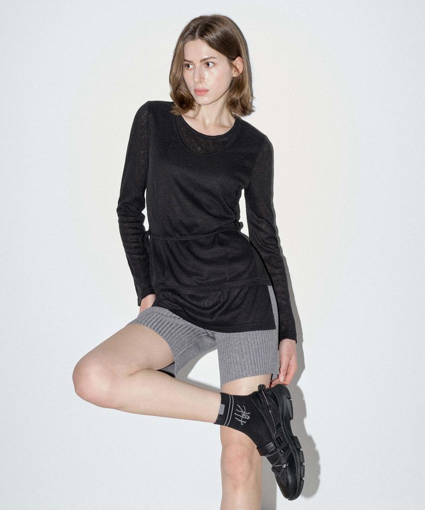 HYEYEONG KIM Double Layered Side Slit Top - Black