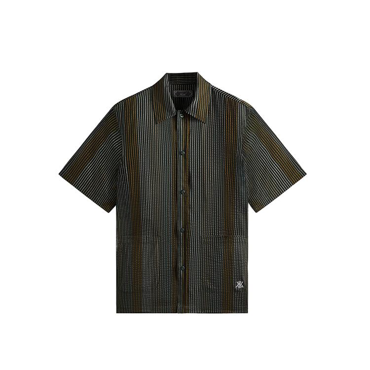 Kith Seersucker Boxy Collared Overshirt Stadium Men Tops Green KHM033372-302