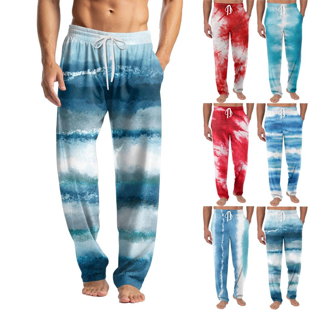 Men's Knitted Halloween Print Pocket Casual Pants Pajama Pants
