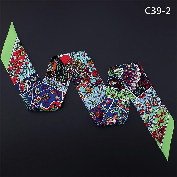 

New Design Luxury Brand Silk Ribbon Small Floral Print Women Silk Scarf Handle Bag Ribbons Female Headband Long Scarves & Wraps
