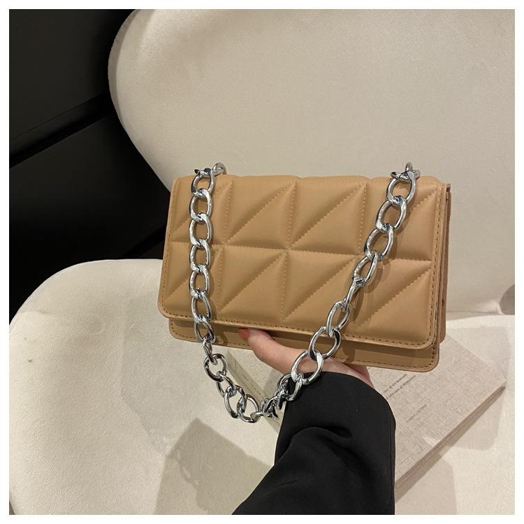 

Ромбовидная вышивка нитью модная цепочка зимняя новая однотонная макарон одно плечо кроссбоди подмышечная маленькая квадратная женская сумка хаки