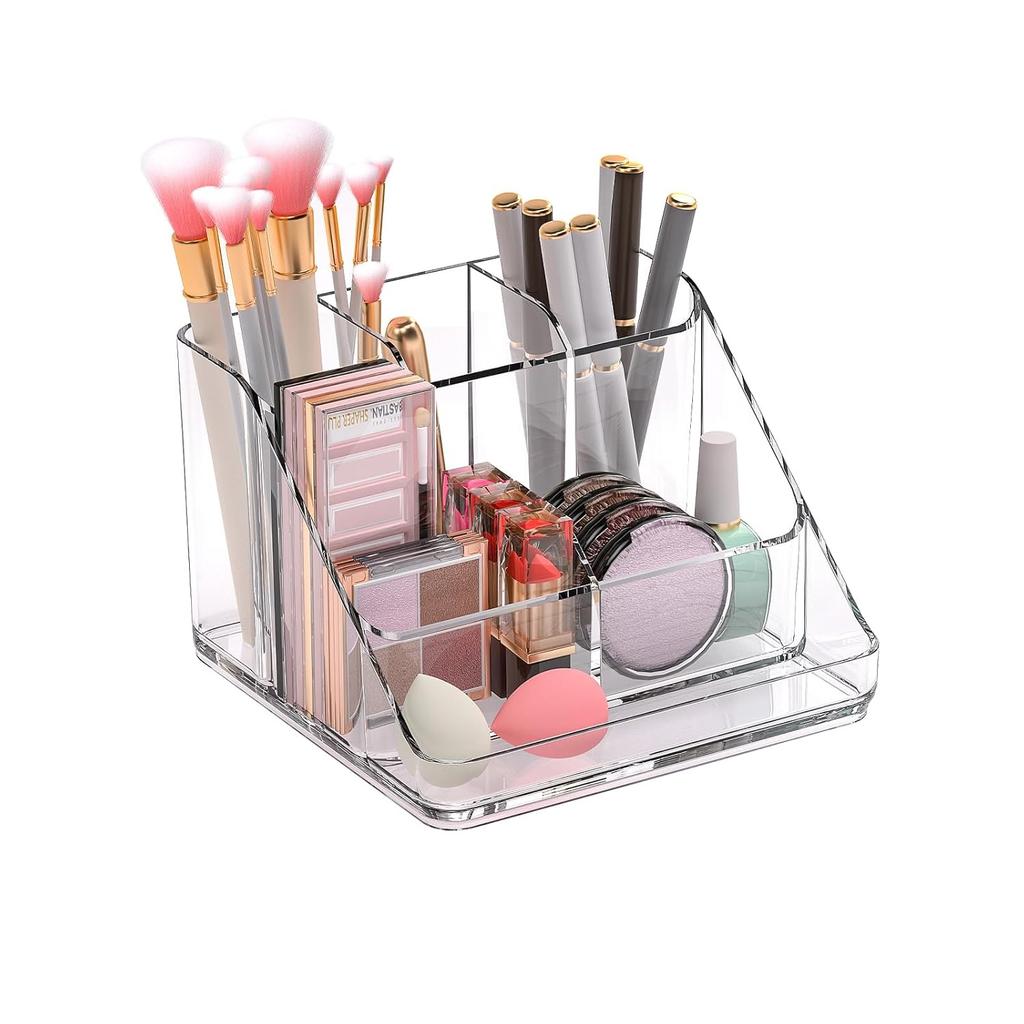 Ettori APLOP Makeup Organizer Tray, 6-Compartment Vanity Makeup Organizer for Jewelry, Hair Accessories, Bathroom Counter or Dresser
