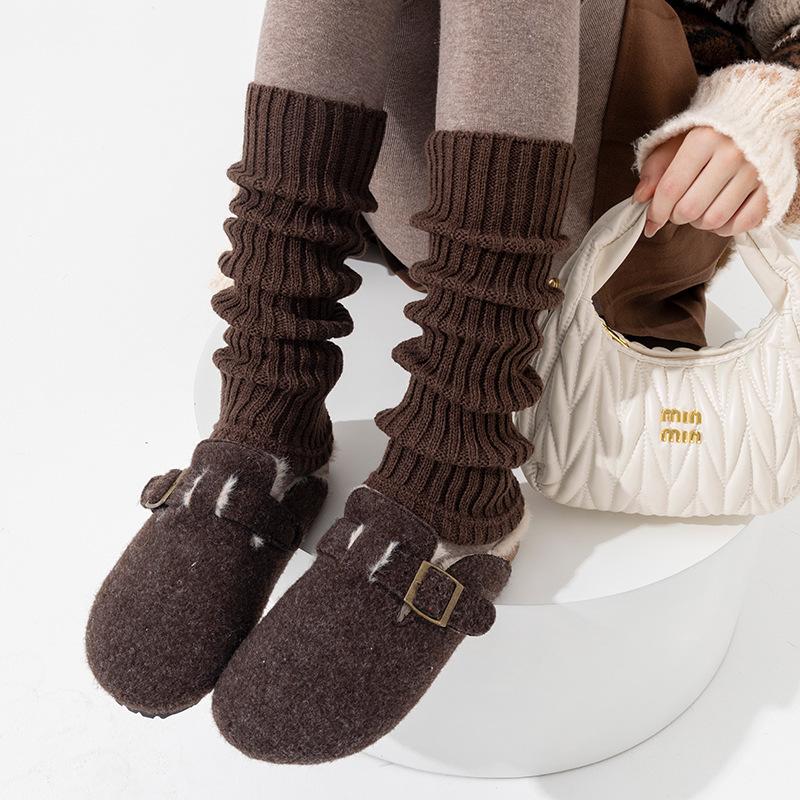 Boots Still Cotton Socks Cover Vertical Strip Small Luo Kou Basic Stacking Socks Knitted Wool Babes Warm Calf Socks