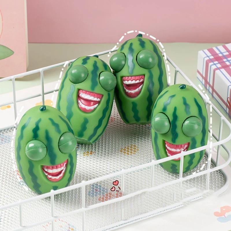Fruit Squishy Toys Popping Out Eyes Watermelon Fun Squeeze Fidget Sensory Toys Watermelon Stress Ball Christmas Birthday Gifts