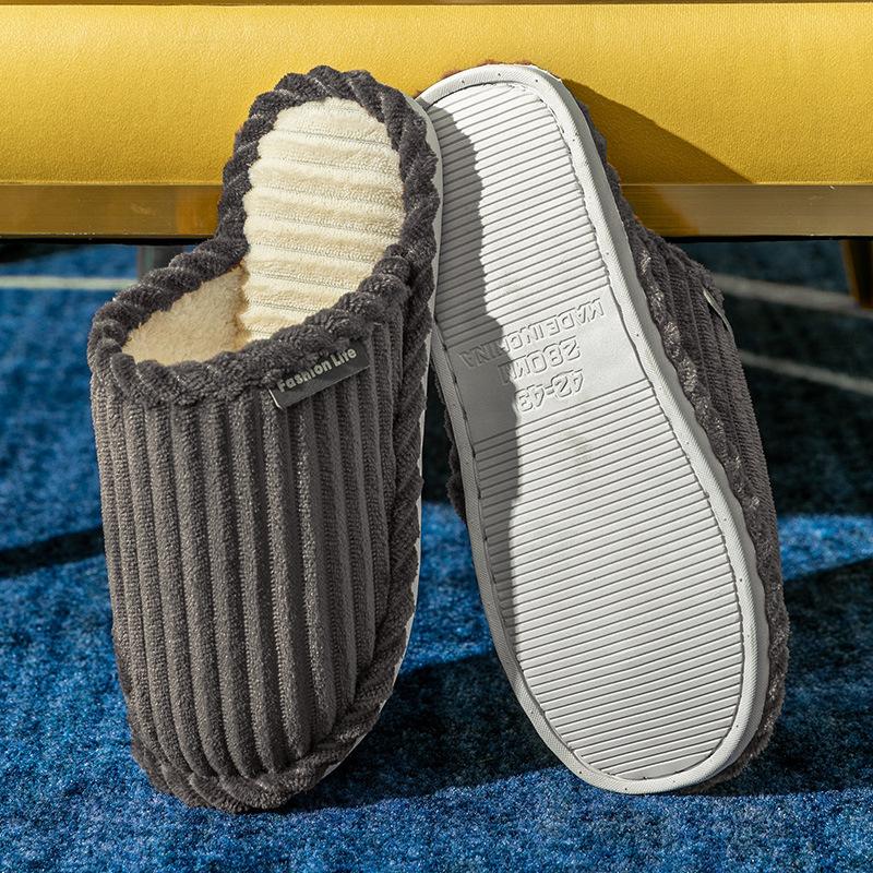 Bow Cotton Slippers Women and Men Winter Couples Home Non-slip Fluffy Warm Floor Mop Corduroy Slippers Batch