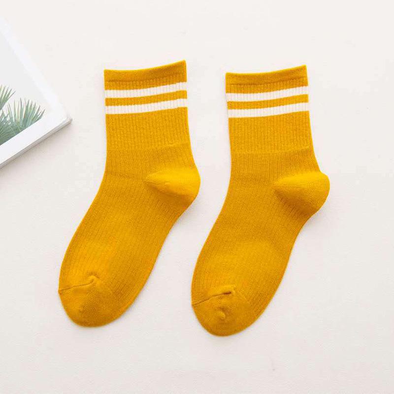 Funny Cute Cotton Loose Striped Crew Socks Women Fashion Colorful Harajuku Designer Vintage Long Socks School Girls Socks Black