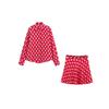 2025 Spring Women's European & American Style Geometric Print Shirt & Skirt Set