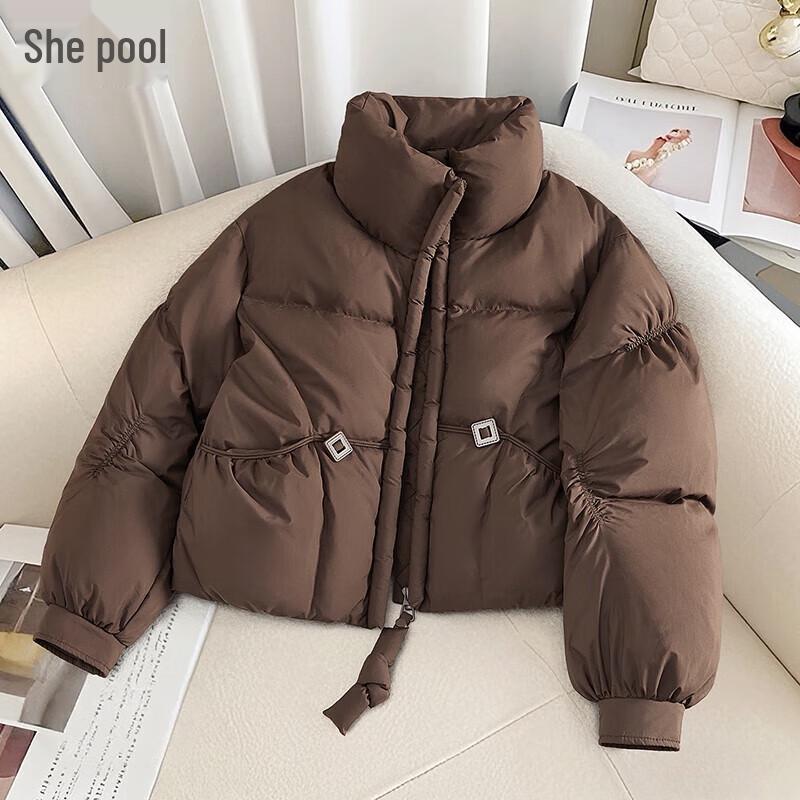 

Shechi Женская короткая зимняя куртка с воротником-стойкой, 90% пух L