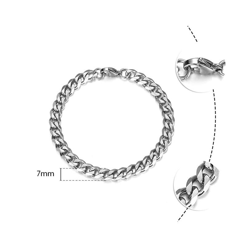 Titanium Steel Basic Curb Chain Bracelet for Men Stainless Steel Cuban Link Chain Wristband Classic Simple Heavy Male Jewelry