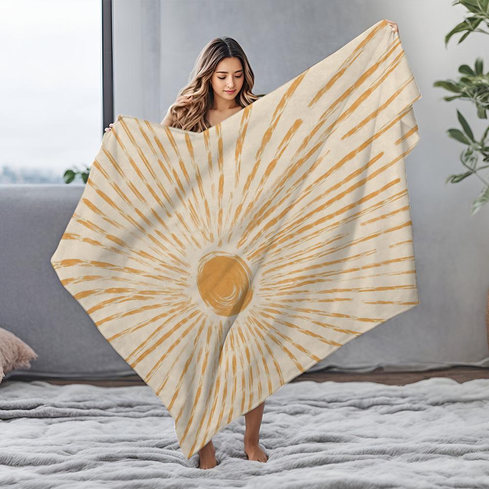 Vintage Style Starburst Striped Blanket Throw Soft Fleece Bed Sofa Cover Decorative Throw Blanket Gift