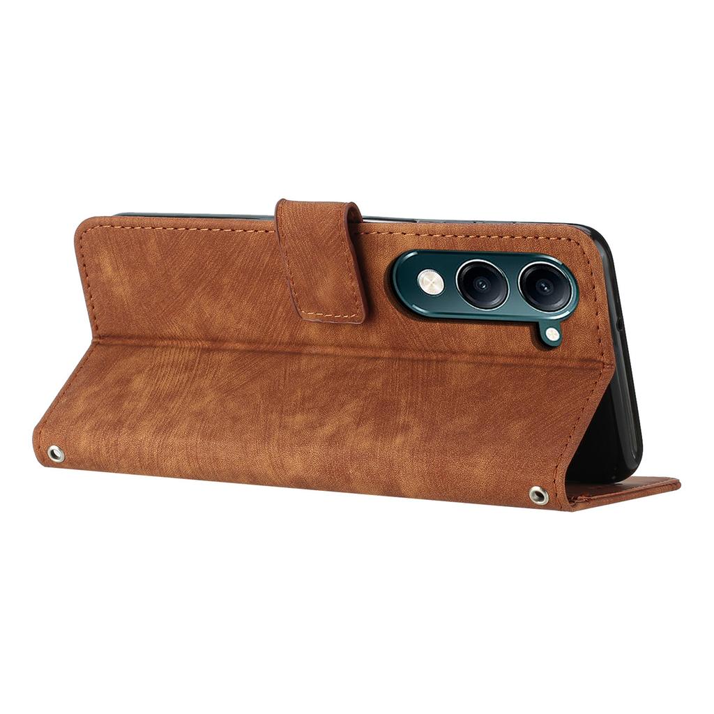 For Vivo Y29s 5G Case Imprinted Lines Leather Phone Cover with Stand