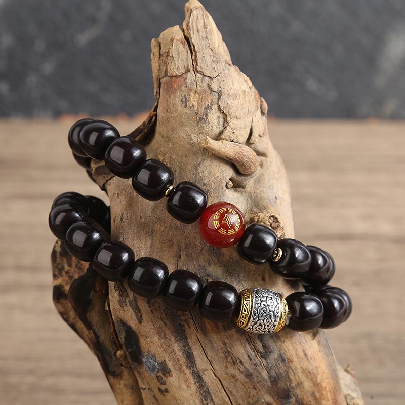 Natural Bodhi Five Elements Buddha Bead Bracelet - Unisex Lucky Wenwan Gift