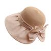 French Elegant Mesh Splicing Pearl Bow Big Eaves Straw Hat Women's Summer Sunscreen Sun Hat Show Face Small Holiday Hat