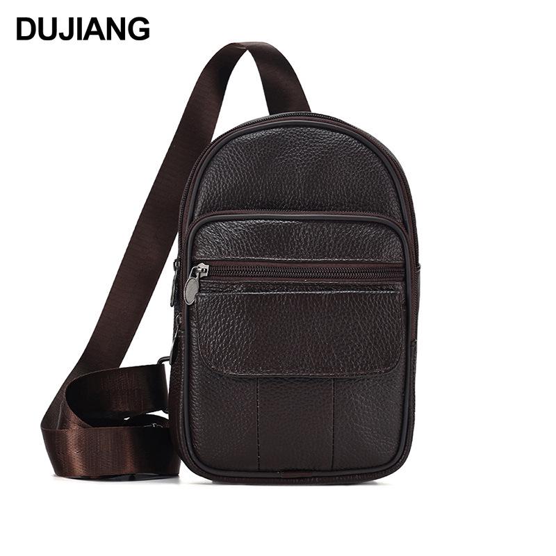 2024 Men's Genuine Leather Crossbody Chest Bag - Top Layer Cowhide for Outdoors & Business