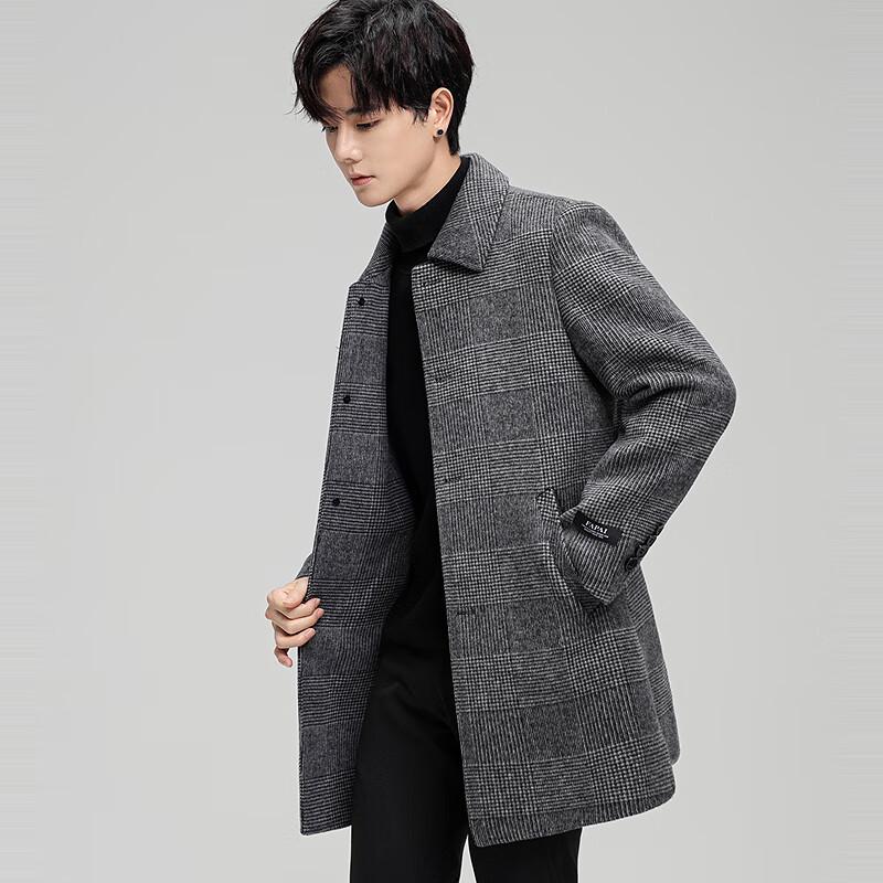 FAPAI Men's Mid-Length 2-in-1 Down & Double-Faced Wool Coat