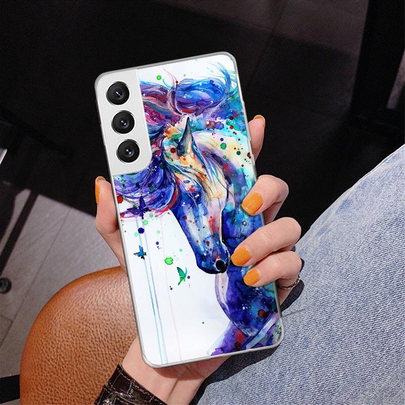 

Animal Oil Painting Horse Phnoe Case for Samsung Galaxy S26 S25 Edge S23 S24 Ultra S22 Plus S21 S20 FE Unique Cover Soft Coque G Samsung S25