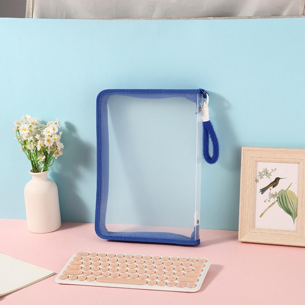 

Solid Color Transparent Zipper Pouch Multifunctional File Pocket Students