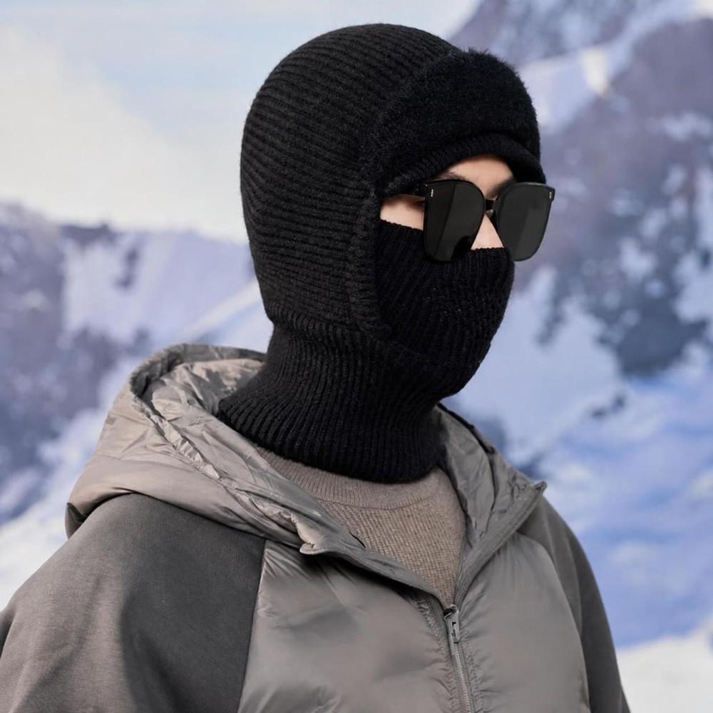 One Size Knitted Balaclava Hat Windproof Fleece Face Mask Hat Windproof Beanie Hat Outdoor Cycling