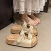 Thick-bottomed bow-tied cool slippers for women's summer wear, new versatile, comfortable and cute soft-bottomed one-word drag